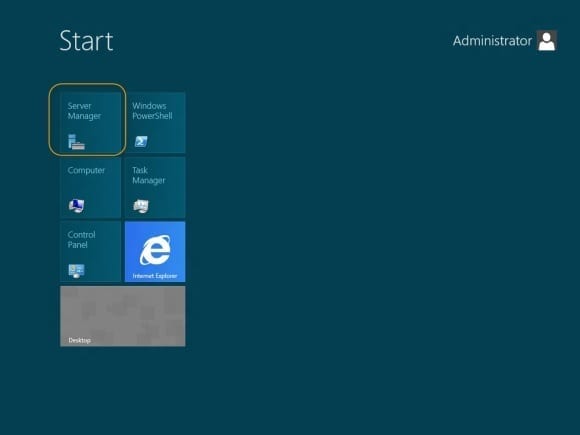 Windows Server 2012 start screen
