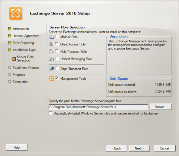 Microsoft Exchange 2010 setup