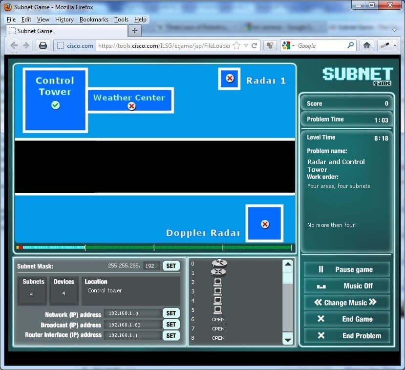 Subnet Game Correct Device Configuration