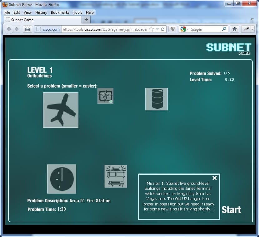 Subnet Game Level 1 Screen