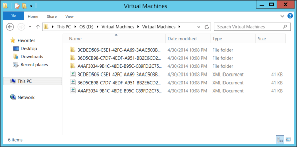 The default method of storing Hyper-V VM XML files