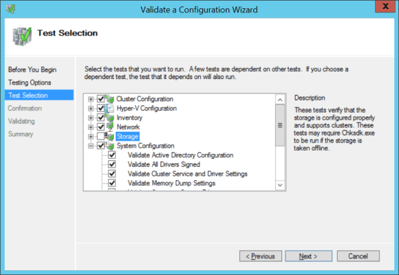 Cluster validation - choosing tests