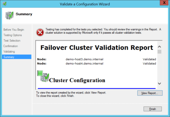 Cluster validation - summary results