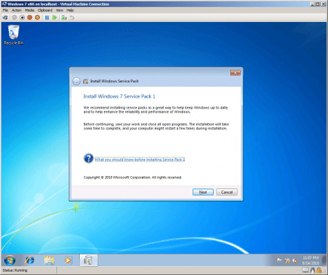 Windows 7 Service Pack 1 Beta installation
