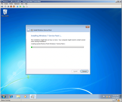 Installing Windows 7 SP1 Beta
