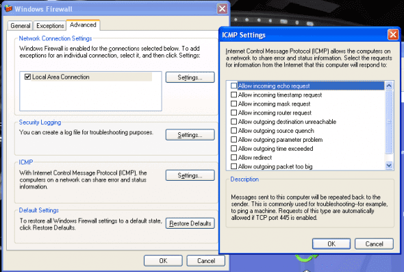Windows Firewall Windows XP SP2 0012