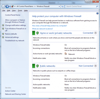 Windows Firewall on Windows 7 0001