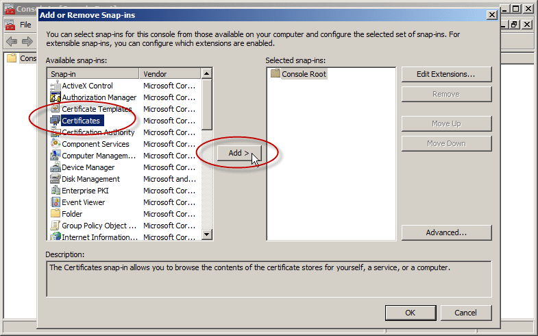 Certificate Authority for Web Enrollment IIS