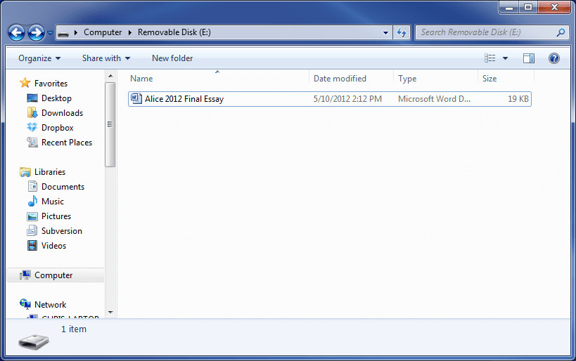 Folder showing missing files