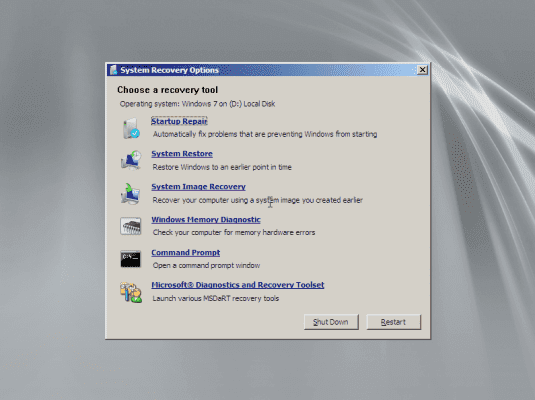 DaRT added to Windows RE menu