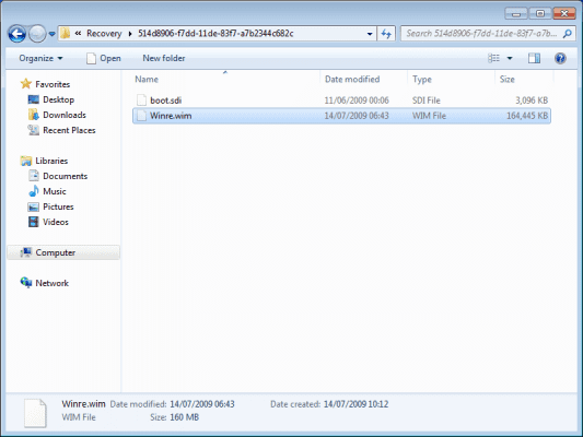 Change Windows RE with DaRT: Winre.wim image file
