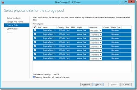 Configure Storage Spaces in a Failover Cluster: storage pool wizard