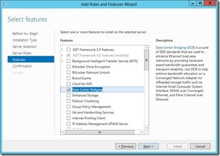 Enable DCB via Server Manager