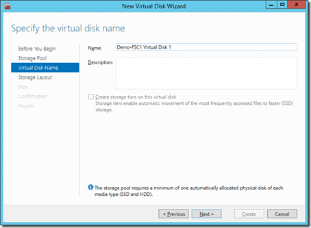 Configure Storage Spaces in a Failover Cluster: virtual disk