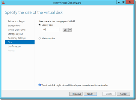 Configure Storage Spaces in a Failover Cluster: virtual disk