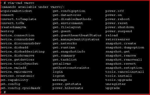 console vimcmdlist