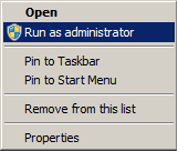 CPU Run As Administrator Screen