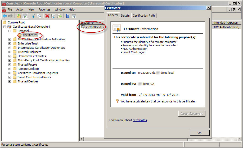 Enable Secure LDAP on Server 2008/2012 DCs: Configuration