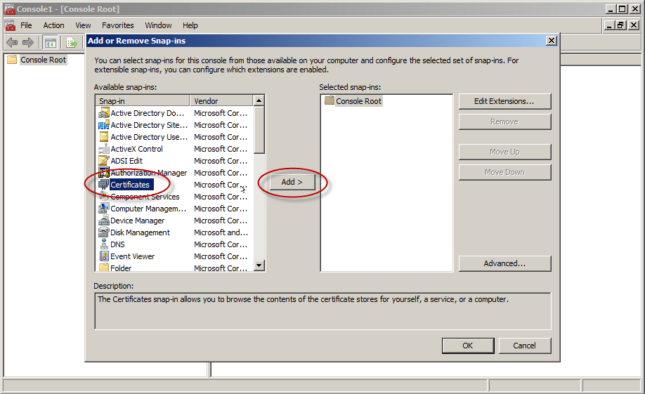 how to enable secure LDAP on Server 2008/2012 DCs: snap-ins