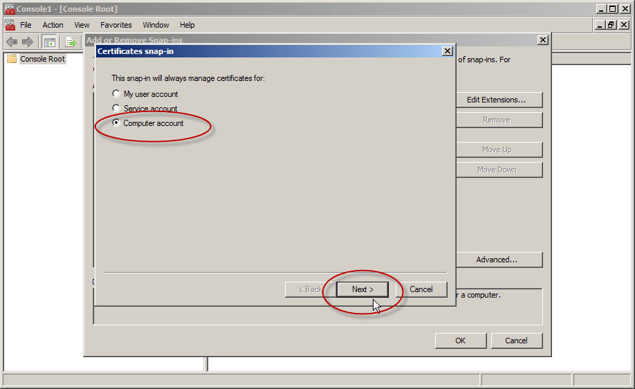 how to enable secure LDAP on Server 2008/2012 DCs: computer account