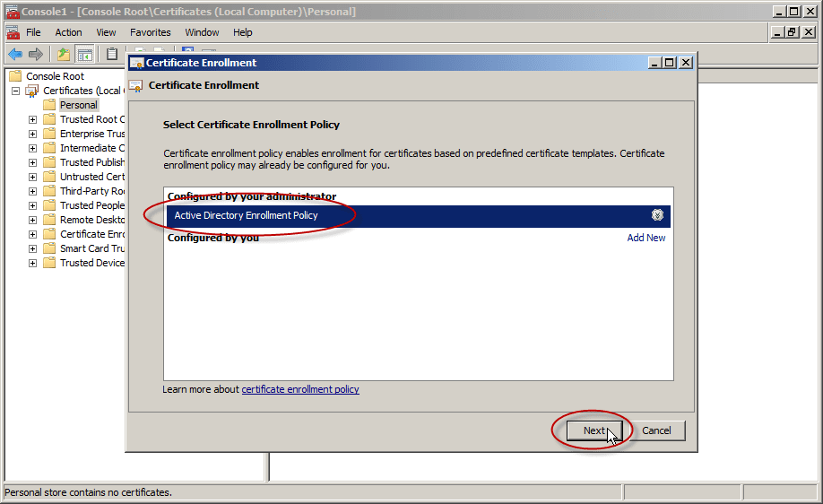 how to enable secure LDAP on Server 2008/2012 DCs: certificate