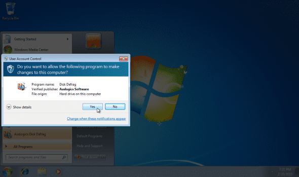 Defrag Windows 7 with Auslogic Disk Defrag