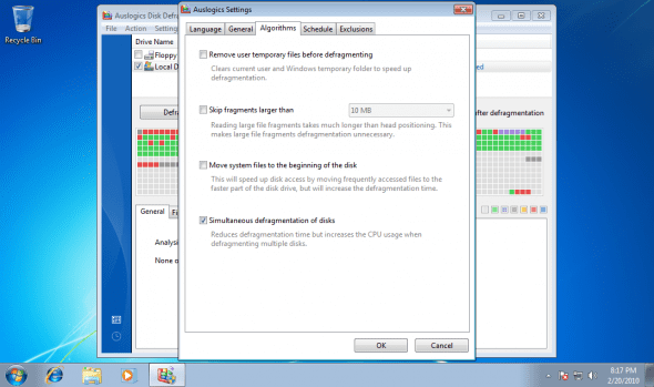 Defrag Windows 7 with Auslogic Disk Defrag