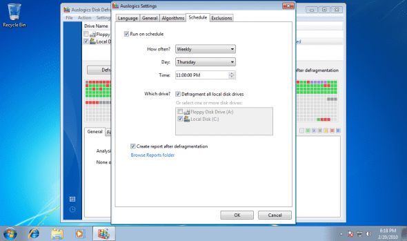 Defrag Windows 7 with Auslogic Disk Defrag