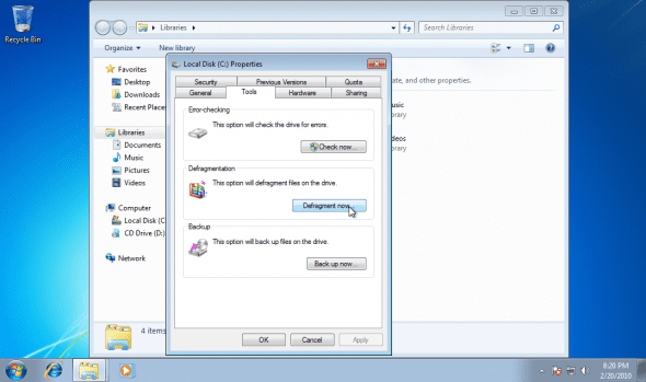 Defragging Windows 7