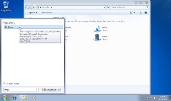 Defrag Windows 7