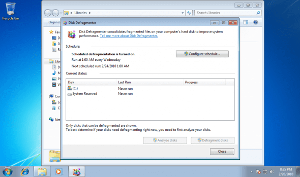 Defragging Windows 7