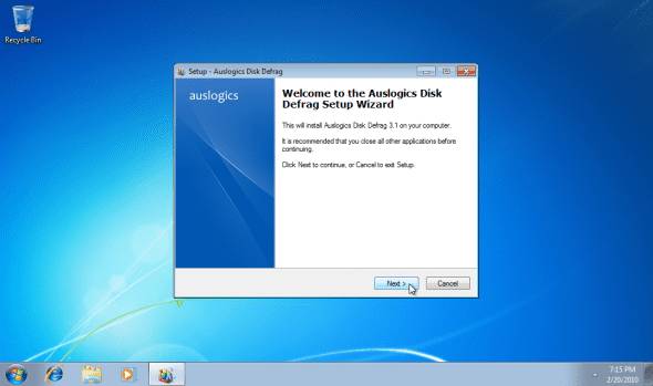 Defrag Windows 7 with Auslogic Disk Defrag