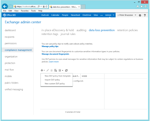 Using Office 365 data loss prevention