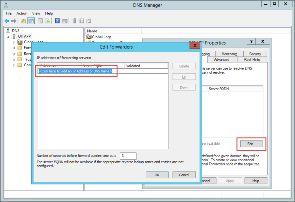 Editing DNS Forwarders in Windows Server 2012 R2
