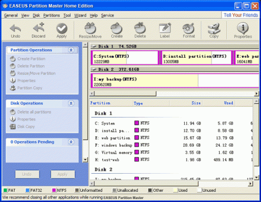 Easeus Partition Manager Screenshot