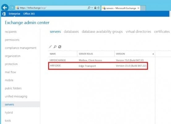 Microsoft Exchange 2013 SP1 edge transport