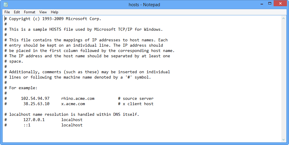 Edit HOSTS File in Windows 8