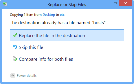 Edit HOSTS File in Windows 8: replace file