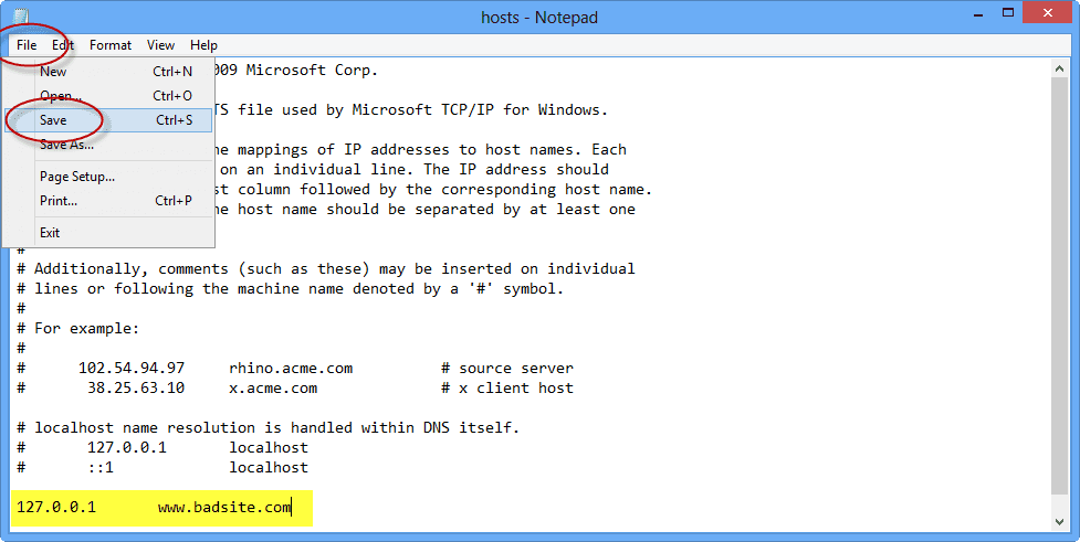Edit HOSTS File in Windows 8: Notepad
