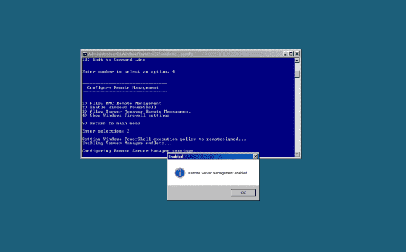 SCONFIG: Remote Server Manager enabled