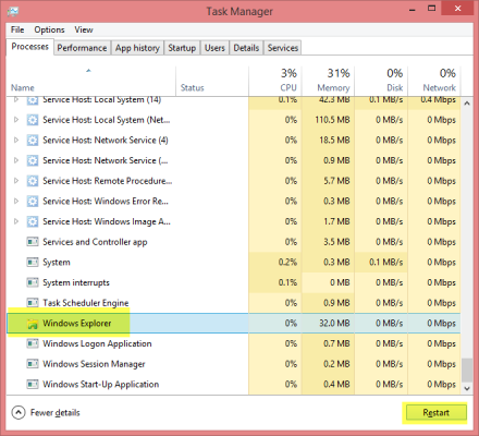 Windows Explorer in Task Manager