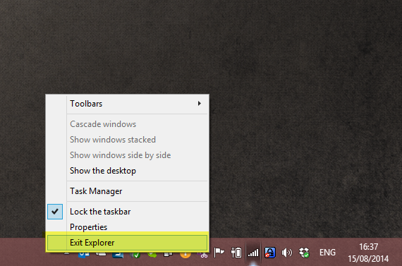 How to restart Windows Explorer shell 