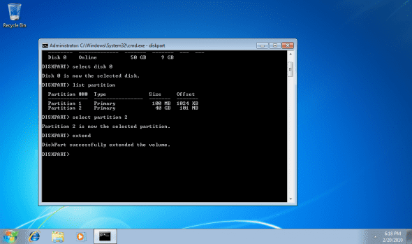 extend win7 partition 131