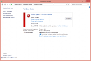 Code 80070003 Windows 8.1 Update failure