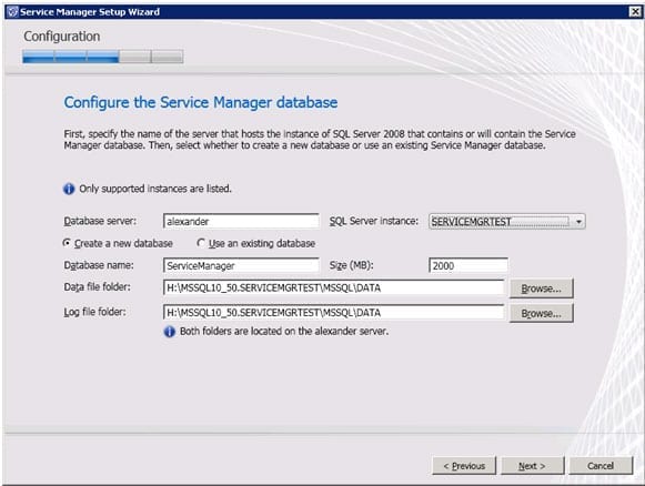  Configuring the Service Manager SQL database