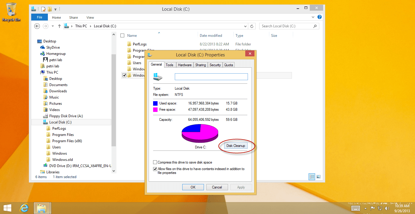 Free Up Disk Space After Windows Upgrade: disk cleanup