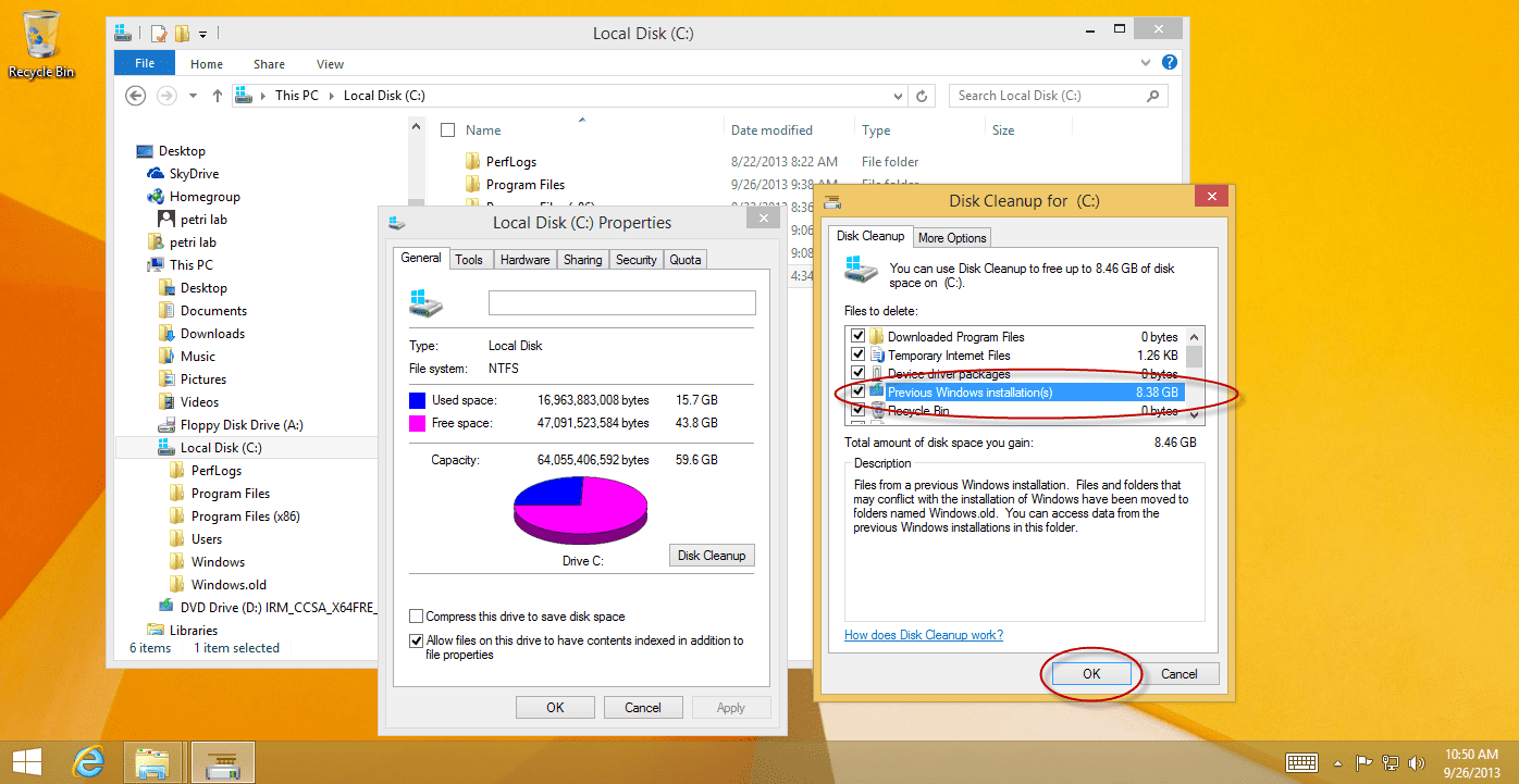 Free Up Disk Space After Windows Upgrade: disk cleanup