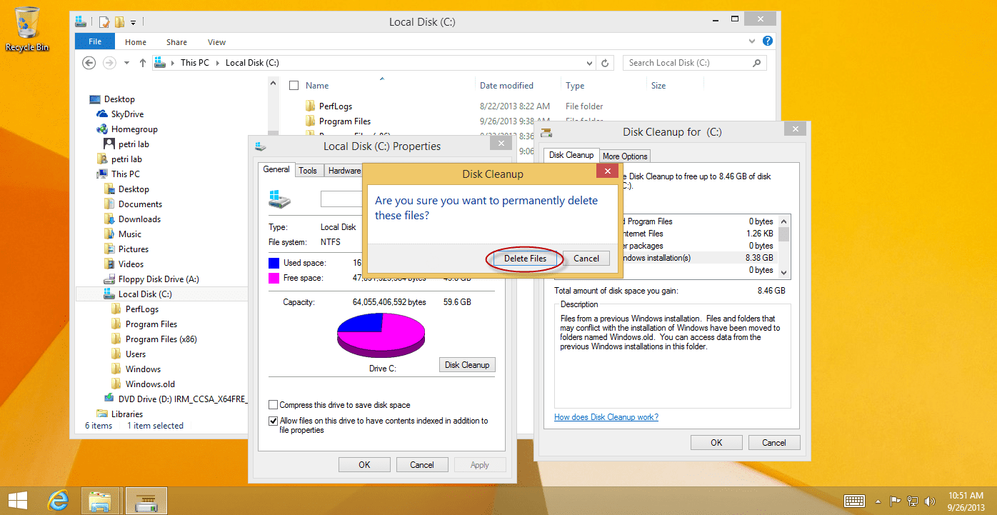 Free Up Disk Space After Windows Upgrade: disk cleanup