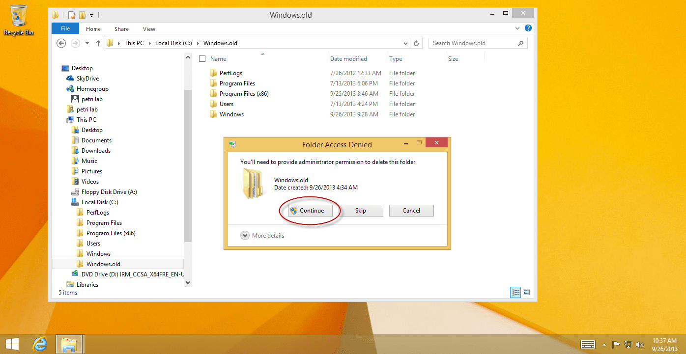Free Up Disk Space After Windows Upgrade: windows.old error