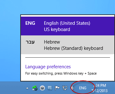 Install Hebrew on Windows 8 - language preference